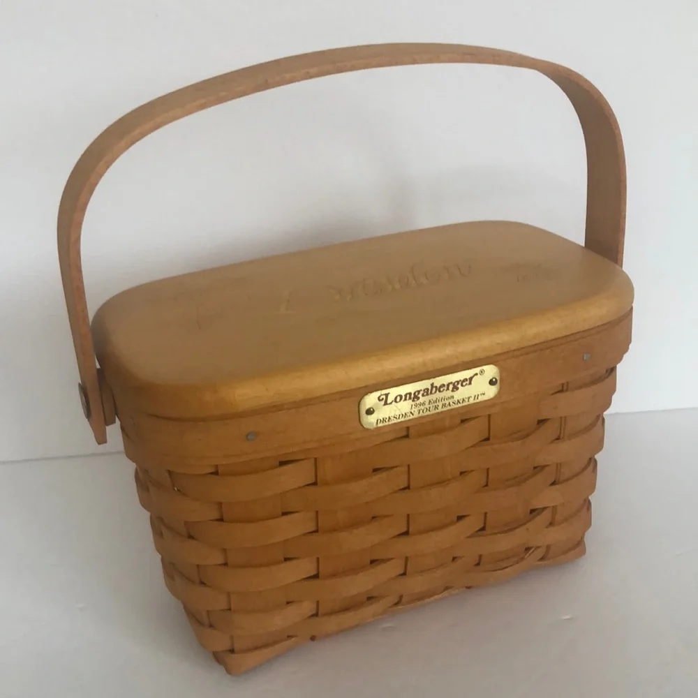 Longaberger 1996 Edition Dresden Tour Basket With Plastic Insert And Wood Lid